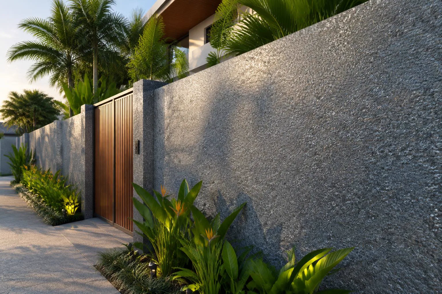 Muro residencial com cristais de pedras naturais cinza em Itatiba
