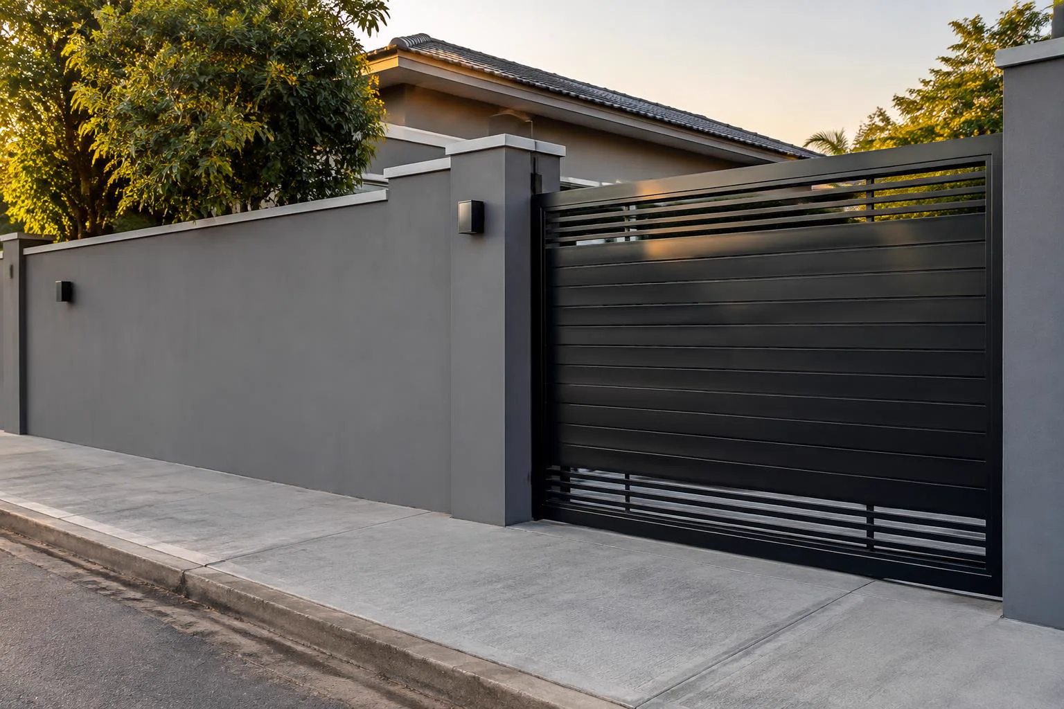 Muro residencial pintado em cinza em Itatiba